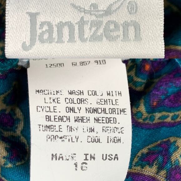 Vintage 90s {Jantzen} A-Line Midi Skirt Purple/Blue Paisley XL - Picture 9 of 12